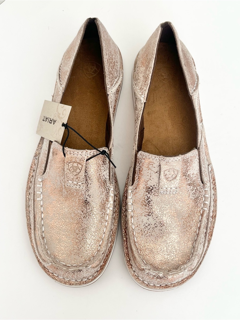 Ariat cruiser rose gold metallic slip on loafers leather NEW 9